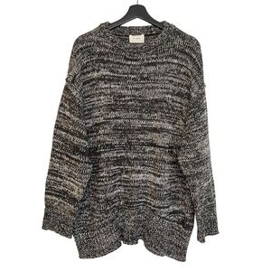 Dissh Bower Marble Knit Crewneck Sweater Olive Green Large Quiet Luxury Coastal